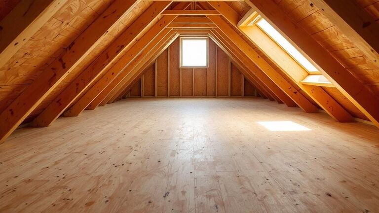 Clean, empty attic after a ShapeUpIdaho attic cleanout