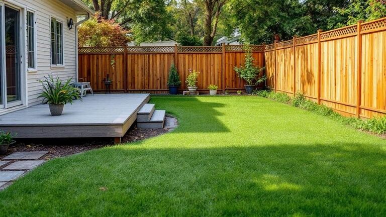 Clean yard after deck demolition with level ground where deck used to be