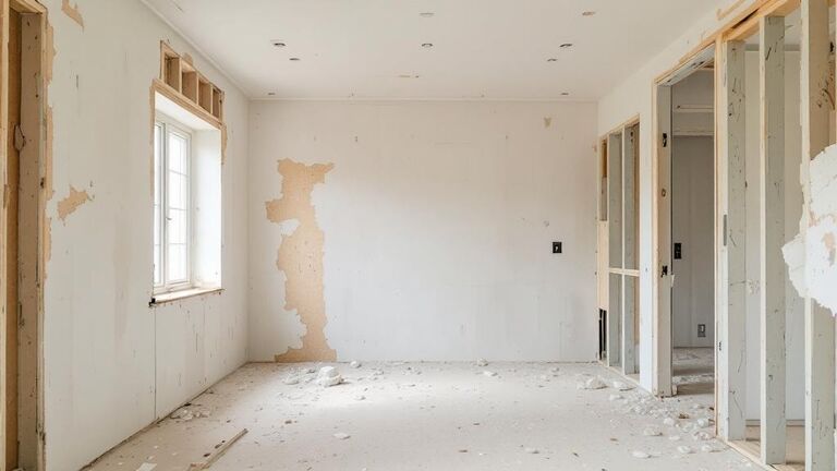 Interior demolition crew removing drywall and old fixtures from a residential room