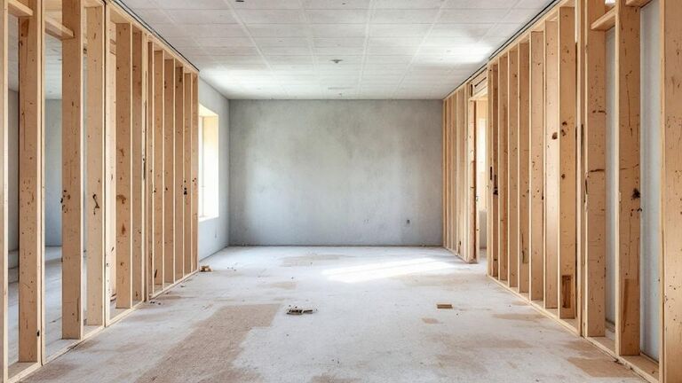 Clean interior space after professional demolition and debris removal