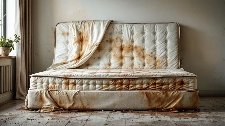 Old mattress being carried out of a bedroom for removal