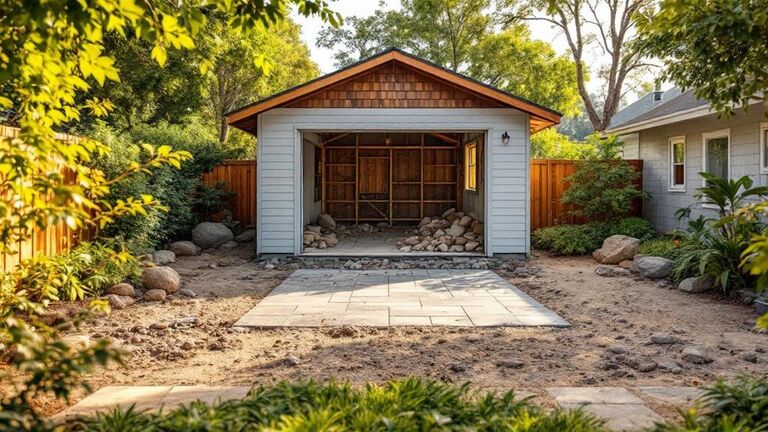 Clean backyard after shed has been demolished and completely removed